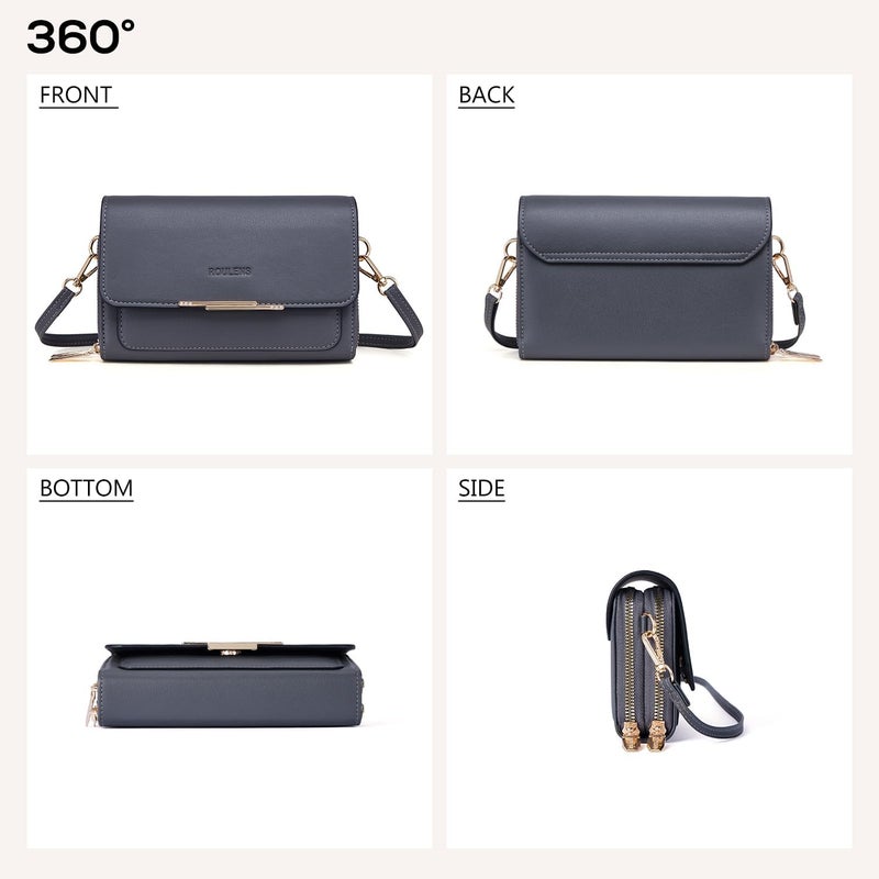 Roulens Small Crossbody Bag for Women,Cell Phone Purse Women's Shoulder Handbags Wallet Purse with Credit Card Slots - Image 3